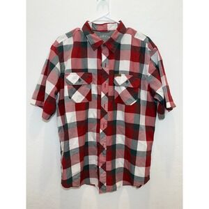 ORVIS Mens Red Plaid Short Sleeve Button Up Shirt Outdoor Casual Large